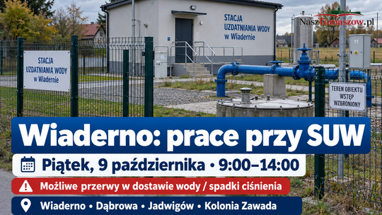 Po wrześniowych problemach z wodą kolejne prace w Wiadernie. Cztery miejscowości muszą przygotować się na utrudnienia