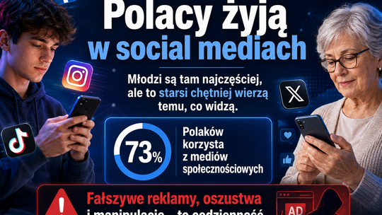 Polacy żyją w social mediach. Młodzi są tam najczęściej, ale to starsi chętniej wierzą temu, co widzą