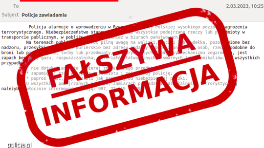 Policja ostrzega przed fałszywymi informacjami od... Policji