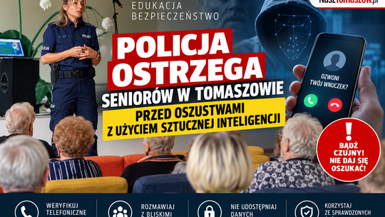 Policja ostrzega seniorów w Tomaszowie przed oszustwami z użyciem sztucznej inteligencji