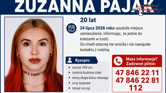 Policja poszukuje 20-letniej Zuzanny Pająk. Kobieta miała jechać do koleżanki w Łodzi