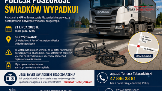 Policja poszukuje świadków wypadku w Budziszewicach. Rowerzysta trafił do szpitala