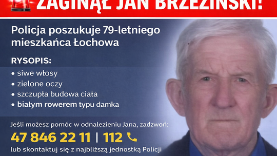 Policjanci z Komendy Powiatowej Policji prowadzą poszukiwania Jana Brzezińskiego