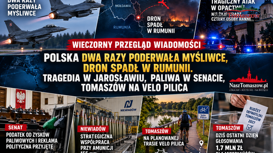Polska dwa razy poderwała myśliwce, dron spadł w Rumunii. Tragedia w Jarosławiu, paliwa w Senacie, Tomaszów na Velo Pilica