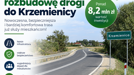Powiat zakończył rozbudowę drogi do Krzemienicy. Inwestycja za ponad 8,2 mln zł