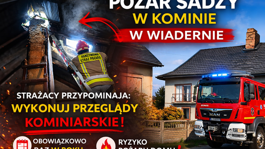 Pożar sadzy w kominie w Wiadernie. Strażacy przypominają o przeglądach