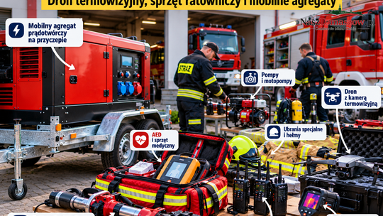 Prawie 1,4 mln zł na OSP Ujazd i Przesiadłów. Dron termowizyjny, sprzęt ratowniczy i mobilne agregaty
