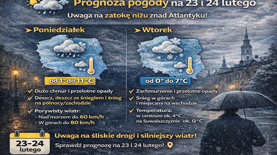 Prognoza pogody na 23 i 24 lutego