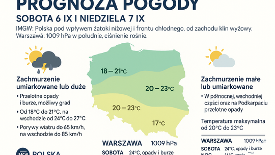 Prognoza pogody na 6 i 7 września