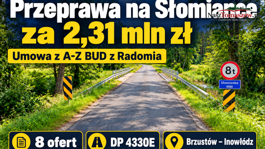 Przeprawa na Słomiance za 2,31 mln zł. Powiat podpisał umowę, choć w planie było 1,46 mln zł