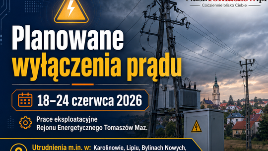 Przerwy w dostawie prądu w regionie. Rejon Energetyczny Tomaszów Mazowiecki podał harmonogram prac