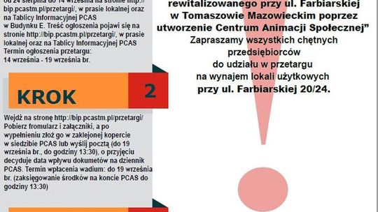 Przetarg na wynajem lokali w PCAS