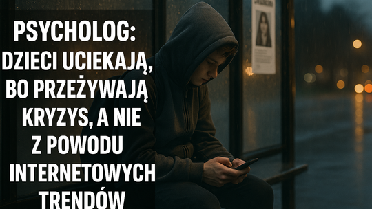 Psycholog: dzieci uciekają, bo przeżywają kryzys, a nie z powodu internetowych trendów