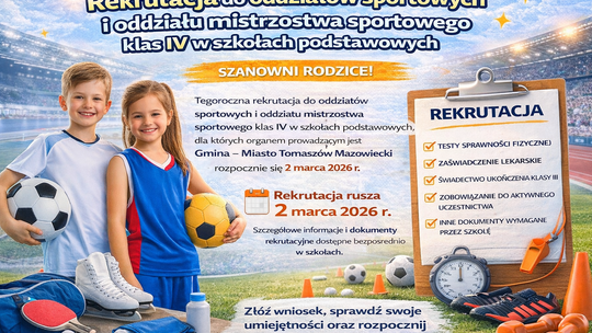 Rekrutacja do oddziałów sportowych i oddziału mistrzostwa sportowego klas IV w szkołach podstawowych