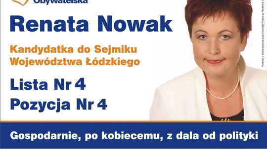 Renata Nowak - kandydatka do Sejmiku Wojewodztwa Łódzkiego