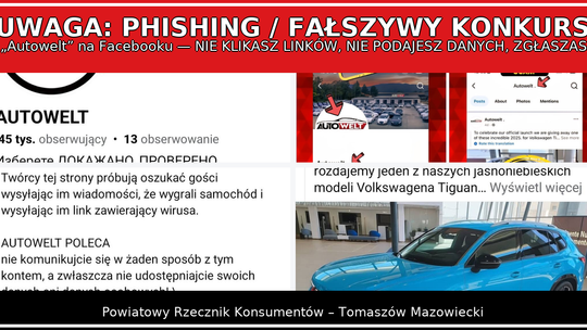 Rzecznik konsumentów ostrzega: fałszywe „rozdania aut” na Facebooku. Uwaga na podszywki pod Autowelt Rzecznik konsumentów ostrzega: fałszywe „rozdania aut” na Facebooku. Uwaga na podszywki pod Autowelt