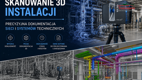 Skanowanie 3D instalacji – precyzyjna dokumentacja sieci i systemów technicznych