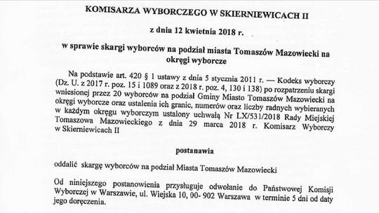 Skarga nie uwzględniona. Będą trzy zamiast czterech