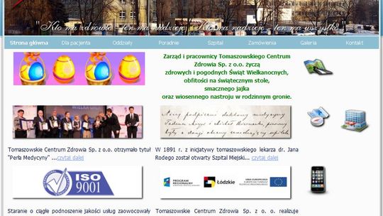 Strona internetowa Tomaszowskiego Centrum Zdrowia Sp. z o.o.