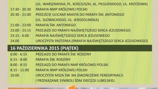 Symbole Światowych Dni Młodzieży w Tomaszowie
