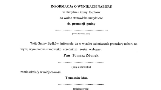 Tomasz Zdonek zajmie się promocją Będkowa