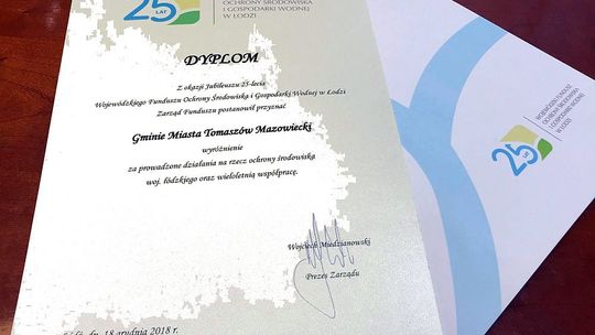 Tomaszów Mazowiecki wyróżniony przez WFOŚiGW