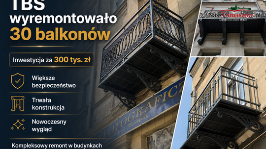Tomaszowskie TBS wyremontowało 30 balkonów. Inwestycja kosztowała 300 tysięcy złotych