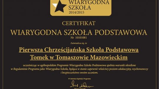 "Tomek" wśród wiarygodnych szkół