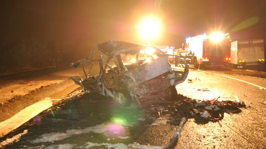 Tragiczny wypadek na krajowej "ósemce": Spłonęły dwie osoby