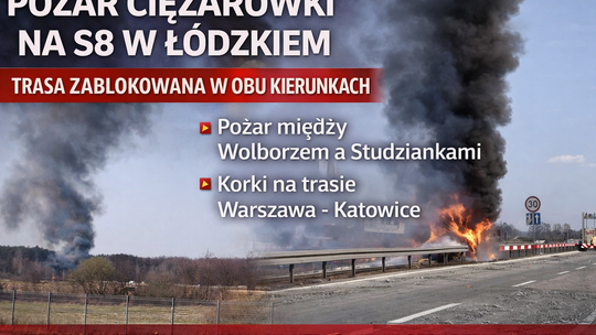 Trasa między Wolborzem a Studziankami zablokowana, kierowcy utknęli w korkach