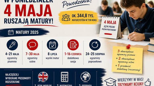 W poniedziałek 4 maja ruszają matury