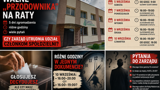 Walne „Przodownika” na raty. Pięć dni zgromadzenia, kilka godzin głosowań i pytanie: kiedy właściwie kończy się Walne?