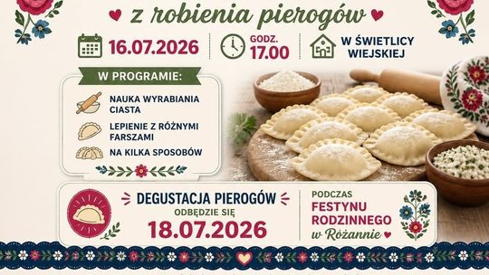 Warsztaty lepienia pierogów w Różannie. KGW zaprasza mieszkańców na kulinarne spotkanie