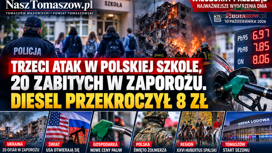 Wieczorny przegląd: trzeci atak w polskiej szkole, 20 zabitych w Zaporożu. Diesel przekroczył 8 zł