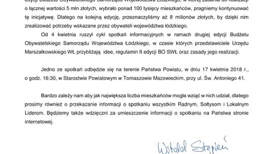 Wojewódzki Budżet Obywatelski. Zaproszenie na spotkanie