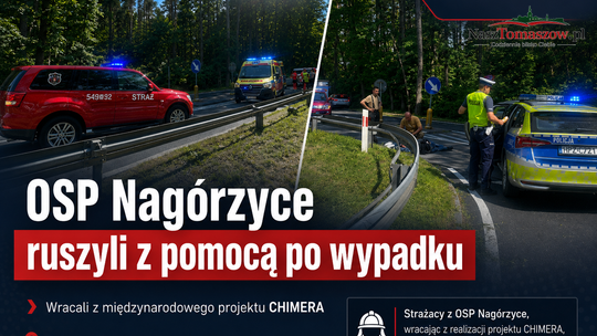 Z ćwiczeń CHIMERA prosto do realnej akcji. Strażacy z OSP Nagórzyce pomogli motocykliście po wypadku pod Warszawą