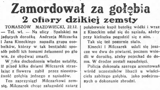 Zamordował za gołębia. 2 ofiary dzikiej zemsty