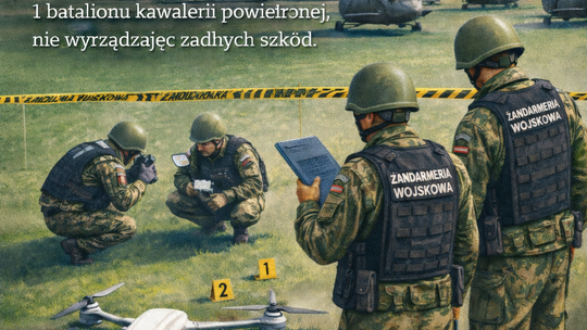 Żandarmeria prowadzi dochodzenie w sprawie drona, który spadł na teren jednostki w Leźnicy