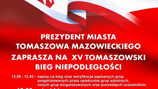 Zapraszamy na Tomaszowski Bieg Niepodległości