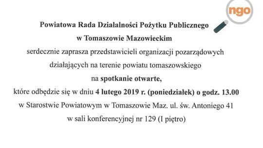 Zapraszamy organizacje pozarządowe