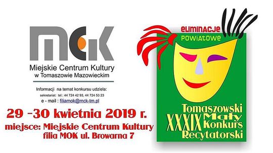 Zaproszenie do udziału w XXXIX Małym Tomaszowskim Konkursie Recytatorskim