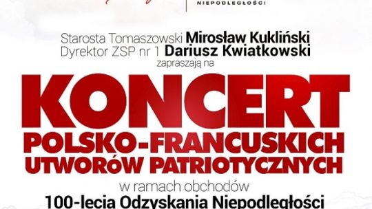 Zaproszenie na koncert polsko-francuskich utworów patriotycznych