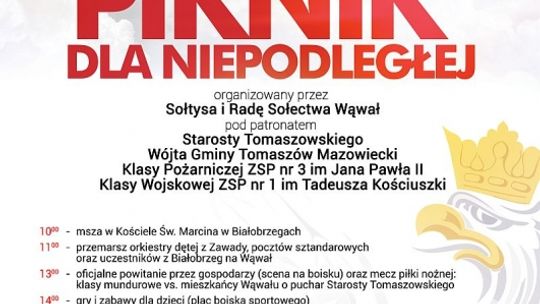 Zaproszenie na Piknik dla Niepodległej w Wąwale