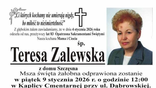Zmarła Pani Teresa Zalewska