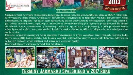 Znamy terminy tegorocznych Jarmarków Spalskich