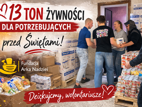 13 ton żywności dla potrzebujących. Fundacja Arka Nadziei pomaga przed Wielkanocą
