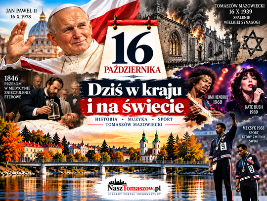 16 października w historii. Jan Paweł II, płonąca synagoga w Tomaszowie i dzień, który zmienił medycynę