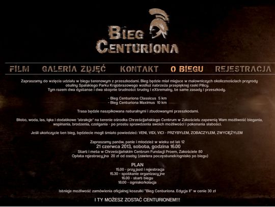 2 Bieg Centuriona w Zakościelu k Spały. 21 czerwiec start godz. 16.00.