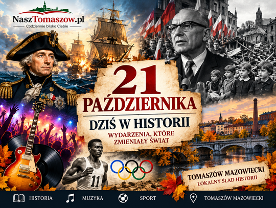 21 października w historii. Śmierć Nelsona pod Trafalgarem, Polski Październik i tragedia 116 dzieci