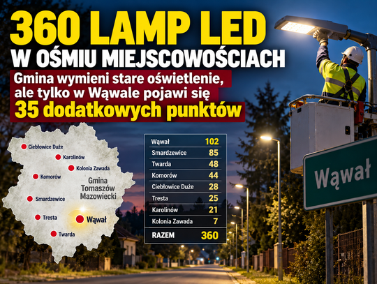 360 lamp LED w ośmiu miejscowościach. Gmina wymieni stare oświetlenie